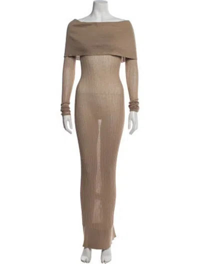 Pre-owned Helsa Off-the-shoulder Long Dress In Neutrals