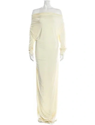 Pre-owned Helsa Off-the-shoulder Long Dress In Yellow