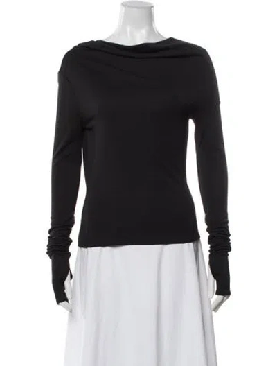 Pre-owned Helsa Off-the-shoulder Long Sleeve Top In Black