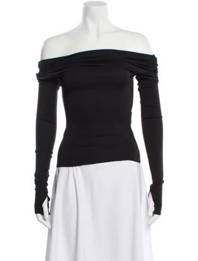 Pre-owned Helsa Off-the-shoulder Long Sleeve Top In Gray