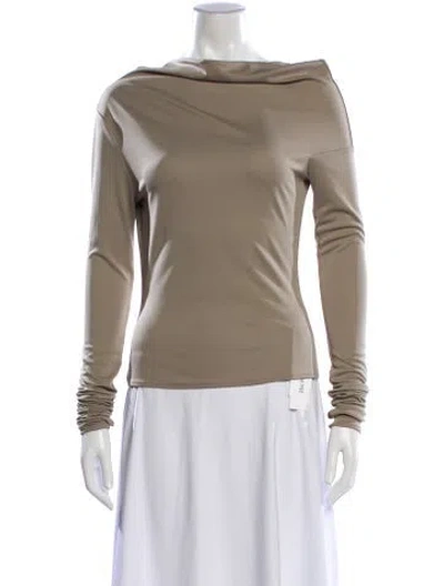 Pre-owned Helsa Off-the-shoulder Long Sleeve Top In Neutral
