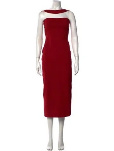 Pre-owned Helsa Off-the-shoulder Midi Length Dress In Red