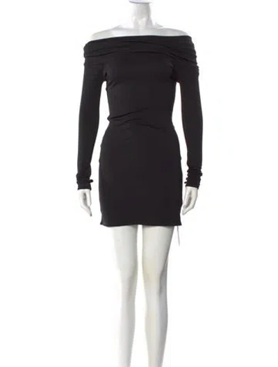 Pre-owned Helsa Off-the-shoulder Mini Dress In Black