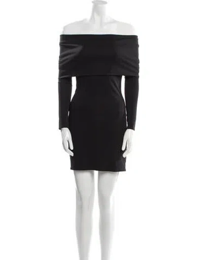 Pre-owned Helsa Off-the-shoulder Mini Dress In Black