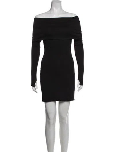 Pre-owned Helsa Off-the-shoulder Mini Dress In Black