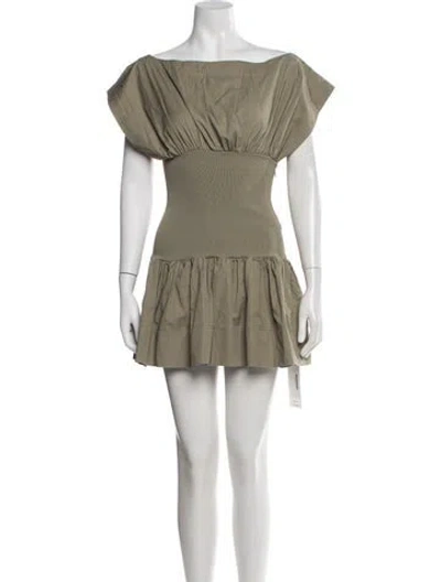 Pre-owned Helsa Off-the-shoulder Mini Dress In Green