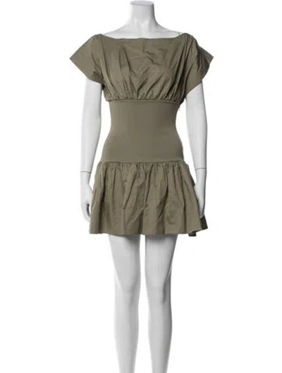 Pre-owned Helsa Off-the-shoulder Mini Dress In Neutral