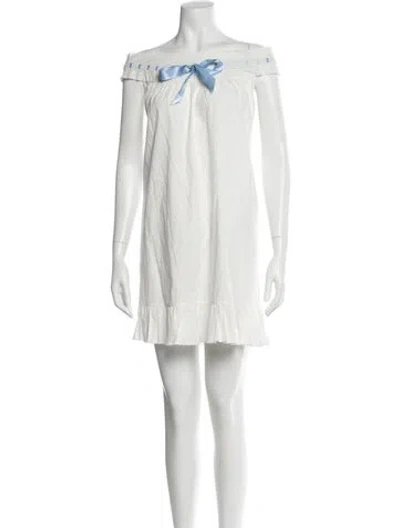 Pre-owned Helsa Off-the-shoulder Mini Dress In White