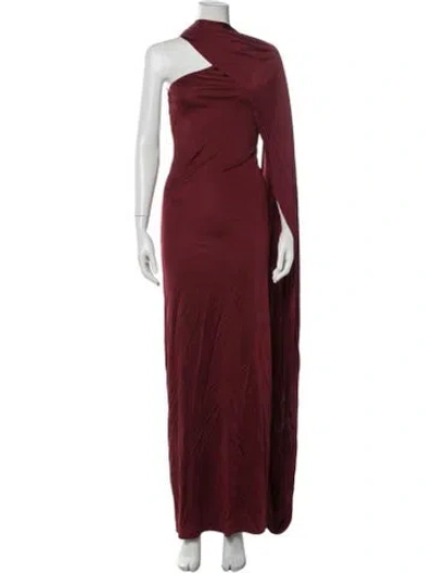 Pre-owned Helsa One-shoulder Long Dress In Burgundy