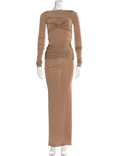 Pre-owned Helsa One-shoulder Long Dress In Neutral