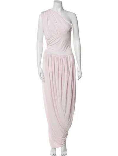 Pre-owned Helsa One-shoulder Long Dress In Pink