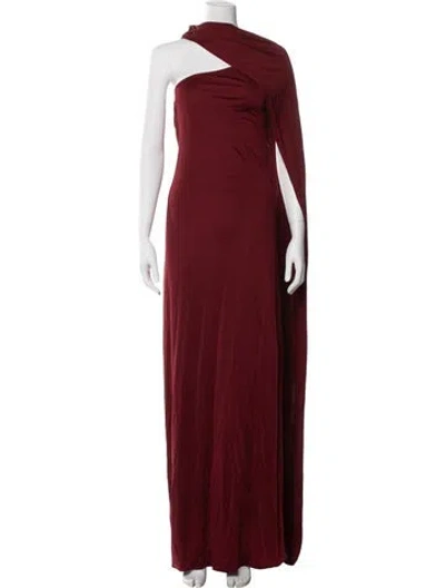 Pre-owned Helsa One-shoulder Long Dress In Red