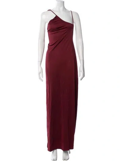 Pre-owned Helsa One-shoulder Long Dress In Red