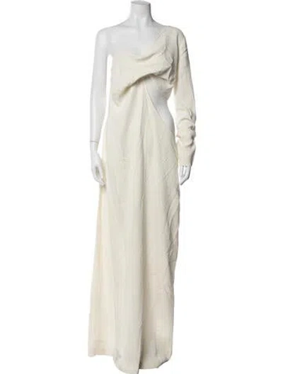 Pre-owned Helsa One-shoulder Long Dress In White