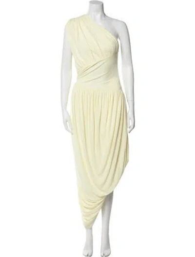 Pre-owned Helsa One-shoulder Long Dress In Yellow