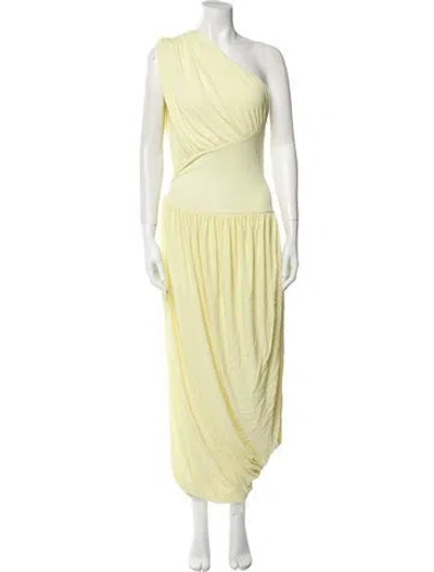 Pre-owned Helsa One-shoulder Long Dress In Yellow