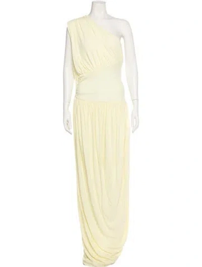 Pre-owned Helsa One-shoulder Long Dress In Yellow