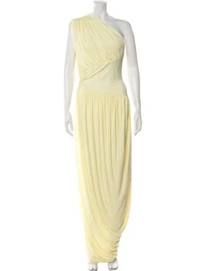 Pre-owned Helsa One-shoulder Long Dress In Yellow