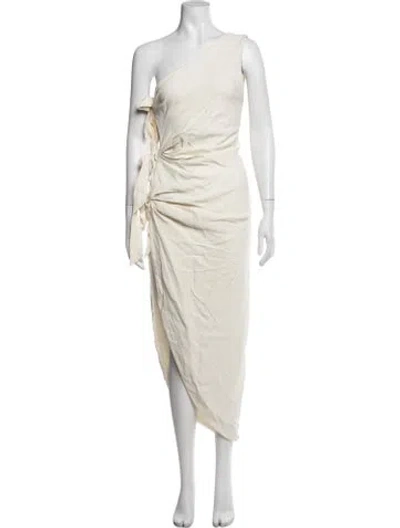 Pre-owned Helsa One-shoulder Midi Length Dress In Neutrals