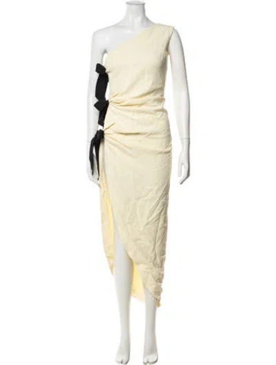 Pre-owned Helsa One-shoulder Midi Length Dress In Yellow