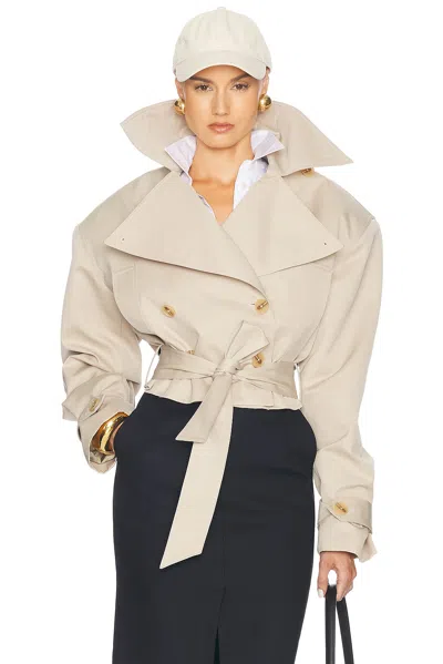Helsa Oversized Cropped Trench In Chino