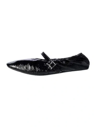 Pre-owned Helsa Patent Leather Mary Jane Flats In Black