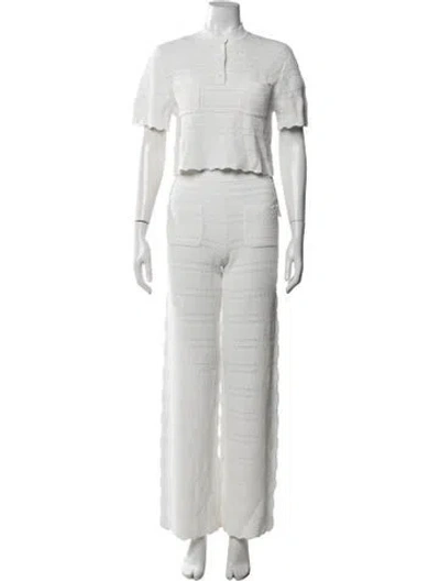 Pre-owned Helsa Patterned Pant Set In White