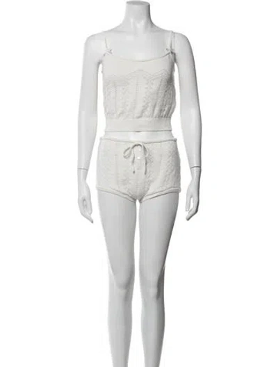 Pre-owned Helsa Patterned Short Set In Blue/white