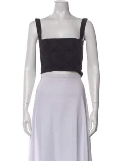 Pre-owned Helsa Patterned Square Neckline Crop Top In Gray