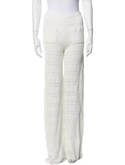 Pre-owned Helsa Patterned Wide Leg Pants In White