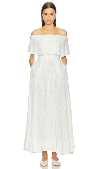 Helsa Petite Eyelet Garden Midi Dress In White
