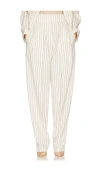 Helsa Pinstripe High Waist Pleated Suit Trouser In Ivory