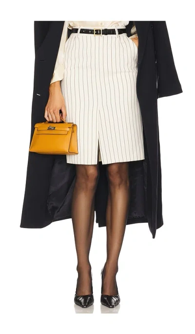 Helsa Pinstripe Pencil Skirt In Ivory & Brown Stripe