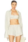 Helsa Pinstripe Poplin Bra In Cream & Black Stripe