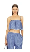 Helsa Pinstripe Poplin Camisole In 蓝色细条纹