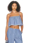 Helsa Pinstripe Poplin Camisole In Blue Pinstripe