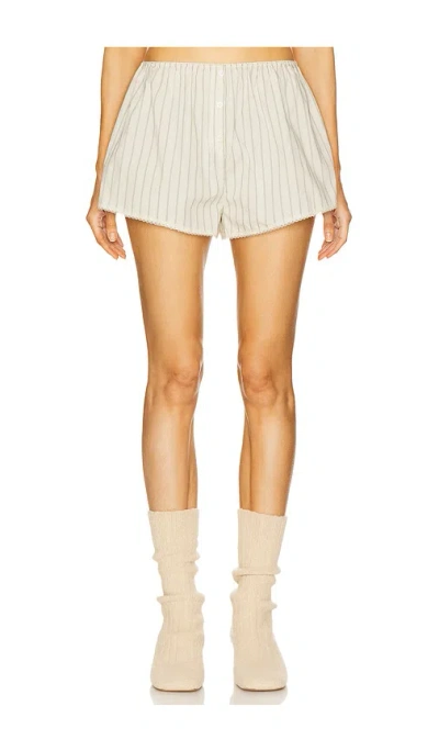 Helsa Pinstripe Poplin House Short In Cream & Black Stripe