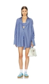 Helsa Pinstripe Poplin Oversized Shirt In 蓝色细条纹