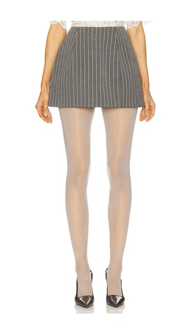 Helsa Pinstripe Structured Mini Skirt In Grey & White Stripe