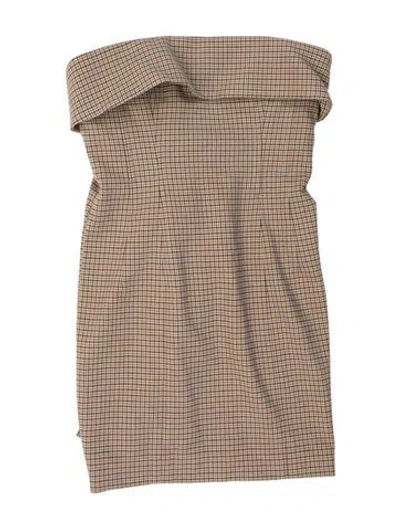 Pre-owned Helsa Plaid Print Knee-length Dress In Neutral