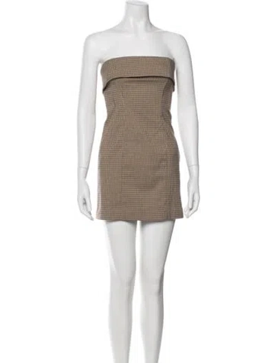 Pre-owned Helsa Plaid Print Mini Dress In Multi