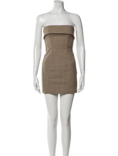 Pre-owned Helsa Plaid Print Mini Dress In Neutral