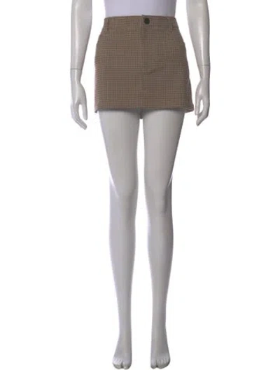 Pre-owned Helsa Plaid Print Mini Skirt In Brown