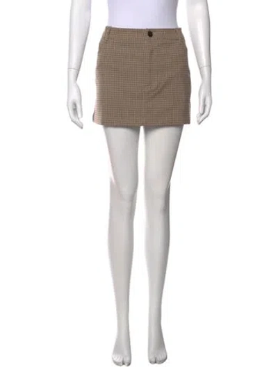 Pre-owned Helsa Plaid Print Mini Skirt In Neutral