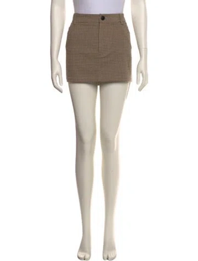 Pre-owned Helsa Plaid Print Mini Skirt In Neutrals
