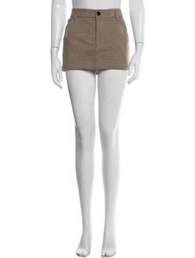 Pre-owned Helsa Plaid Print Mini Skirt In Neutrals