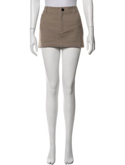 Pre-owned Helsa Plaid Print Mini Skirt W/ Tags In Metallic/pink