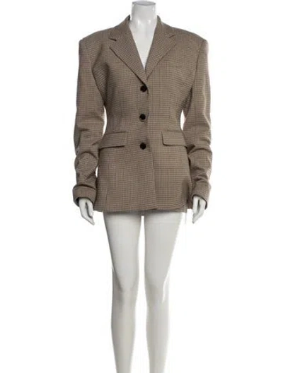 Pre-owned Helsa Plaid Print Skirt Suit In Brown