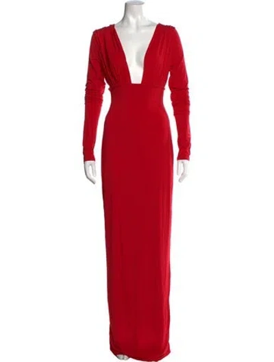 Pre-owned Helsa Plunge Neckline Long Dress W/ Tags In Red