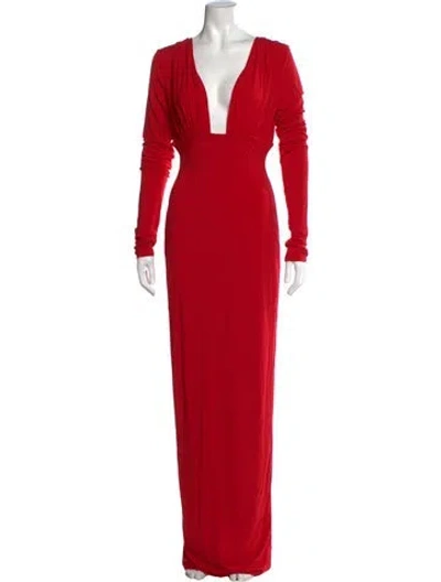 Pre-owned Helsa Plunge Neckline Long Dress W/ Tags In Red